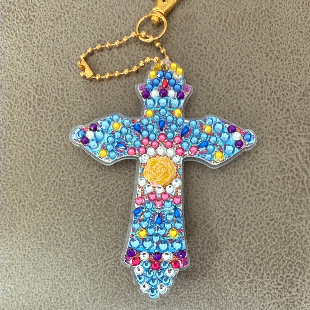Colorful Beaded Cross Key Holder